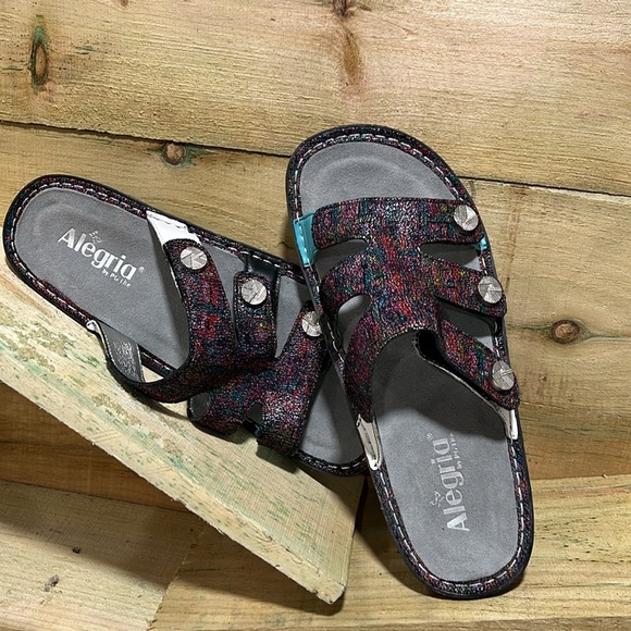 ALEGRIA Venice Chirpy Multi Three-Strap Slide-On Sandals Size 40 9.5 USA NWB - Picture 8 of 8